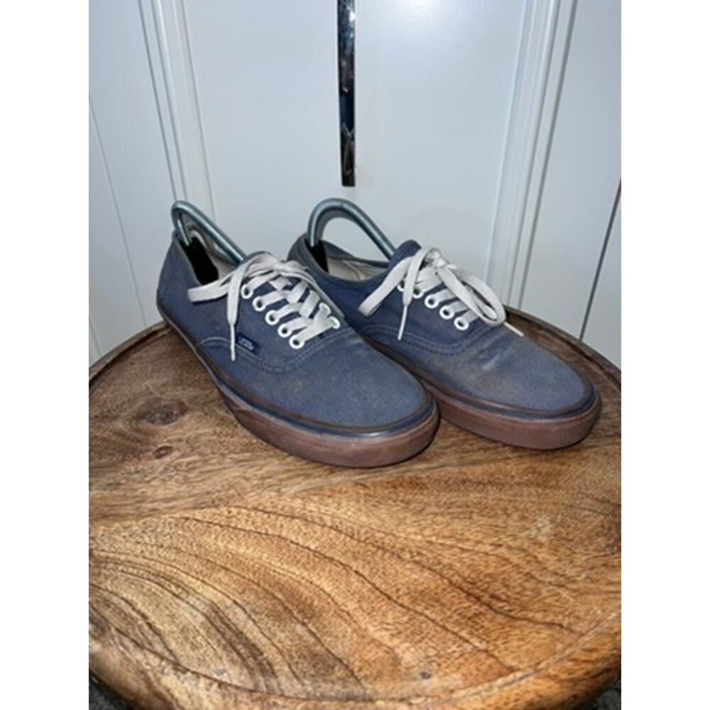 Vans Men's Blue Denim Low Skater Sneakers Size 10 Casual Shoes